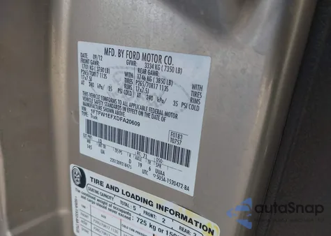 2013 Ford F-150 Xlt из США, поврежденный, VIN 1FTFW1EFXDFA20609